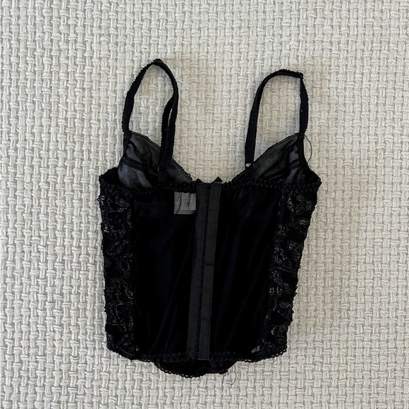 SOLD VINTAGE Black Lace Bustier Crop Top - Picture 6 of 7